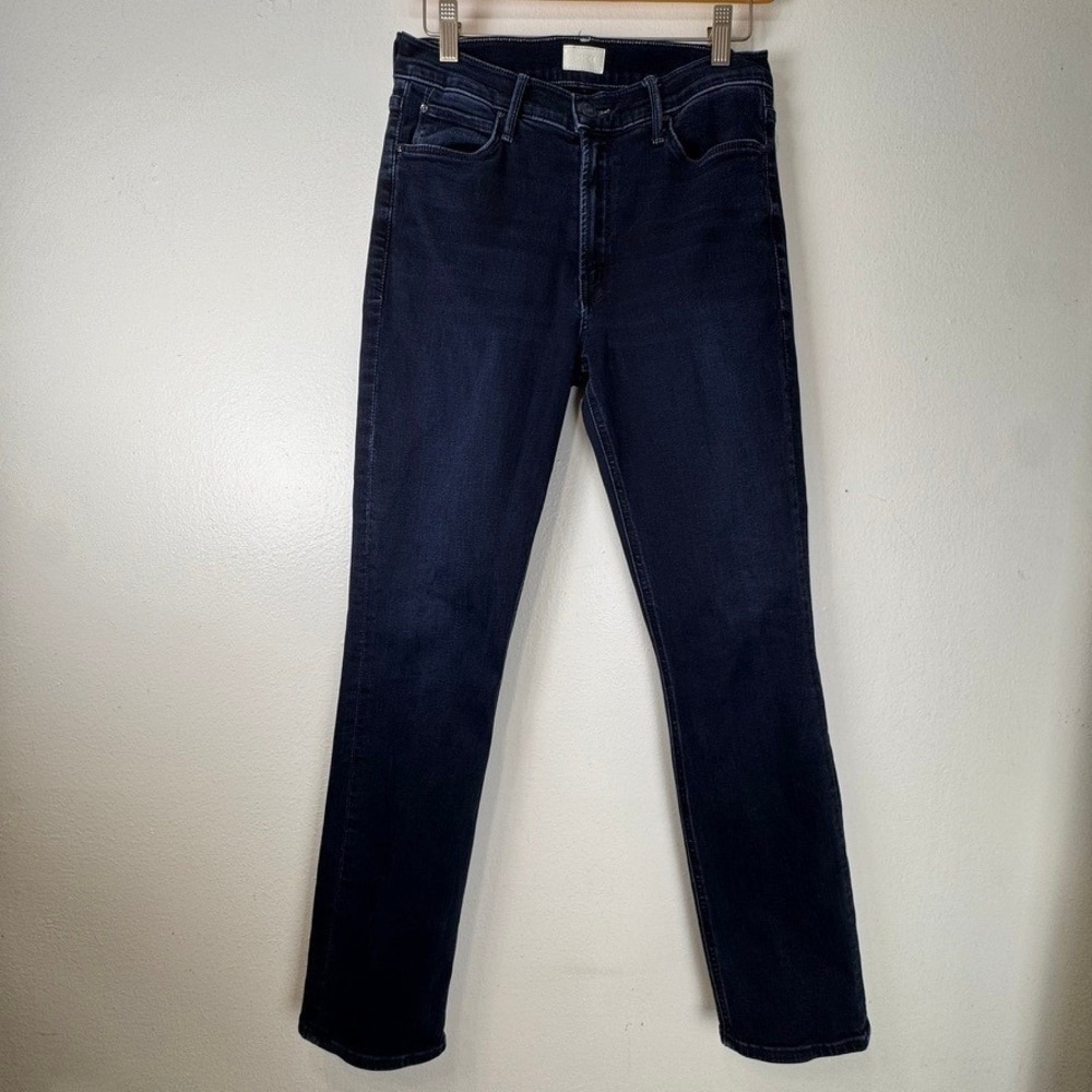 Mother The Mid Rise Dazzler Ankle Jeans Chip On My Shoulder Dark Blue Denim 28